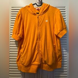 JUCY COUTURE  Short Sleeve Terry  Cloth Zip-Up Hoodie